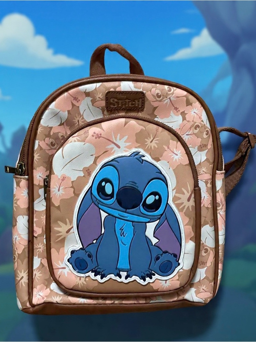 Disney Stitch Tropical Floral Mini Backpack – Cute Pink Hawaiian Design